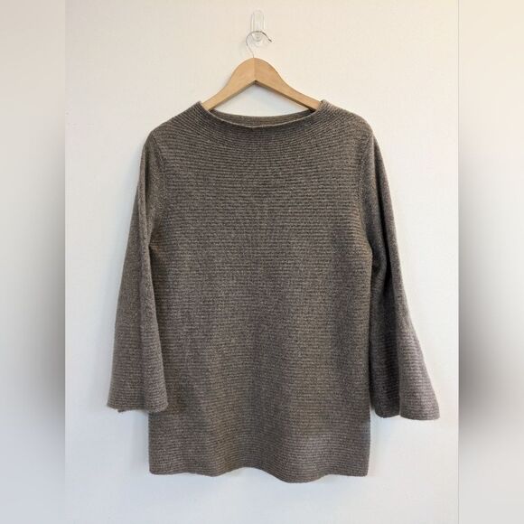 Kokun 100% Cashmere Lagenlook mock neck bell sleeve tunic top Oversized XS-M - Picture 1 of 9